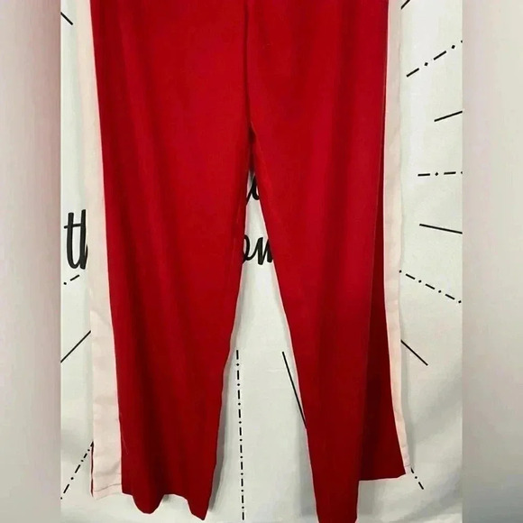 NWOT ASOS DESIGN Wide Leg Track Pants in Red with Contrast Stripe - Picture 5 of 7